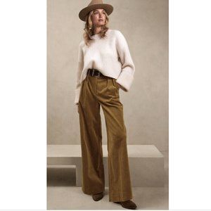 BANANA REPUBLIC 6 RIVOLI Corduroy Wide Leg Pants 10 Petite Vicuna Brown